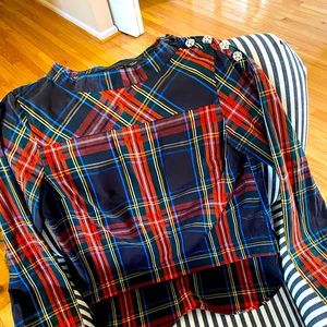 JCrew plaid pop over top. Size 4. Gently used.